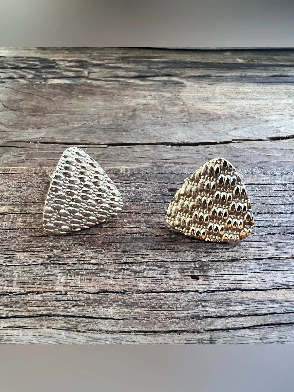 Gold Textured Triangle cuff links Vintage Art Deco